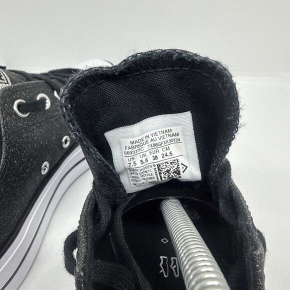 Converse CT  All Star OX Low Top Platform Black Glitter Sparkle Women's Size 7.5 - Picture 9 of 11